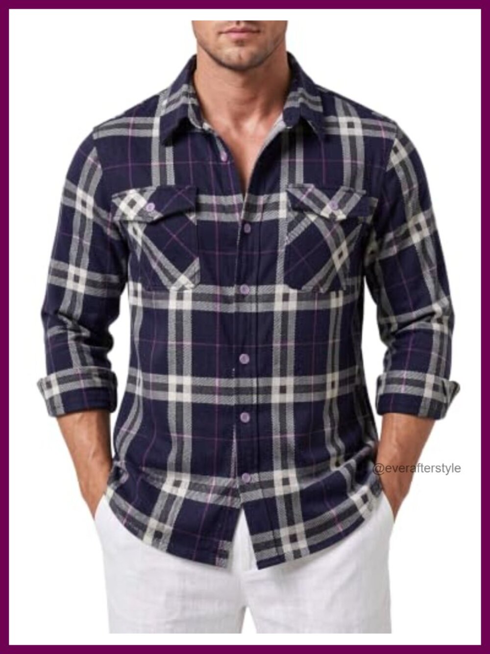 Men's Heavyweight Plaid Flannel Shacket Button Down Shirt Jacket